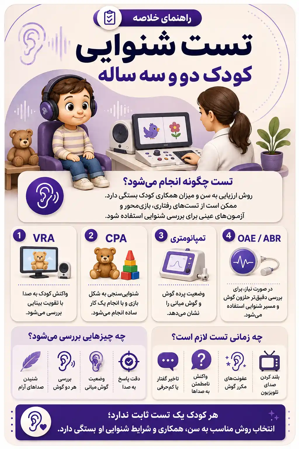 راهنمایی انتخاب تست شنوایی کودک دو و سه ساله