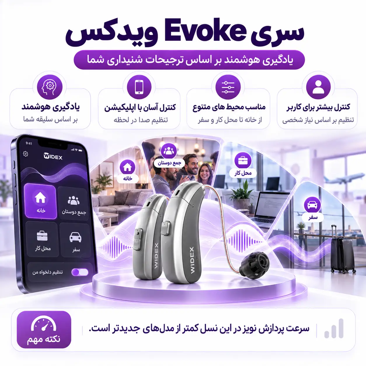 سمعک Evoke ویدکس: باتری خور و مجهز به تکنولوژی SoundSense Learn